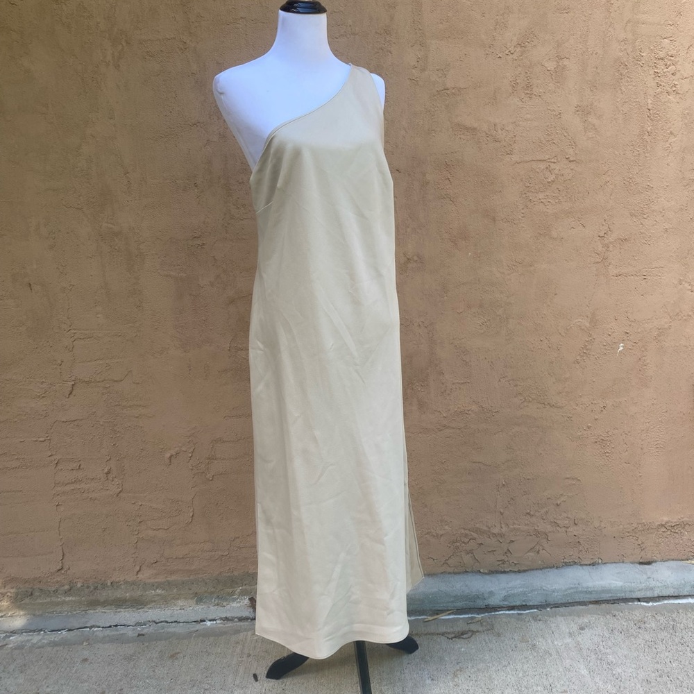 BHLDN Cream Asymmetrical One-Shoulder Cocktail Dress